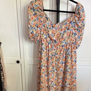 SHEIN Floral Short Sleeve Open Back Dress